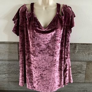 Torrid Plum Velvet Cold Shoulder Top Size 2 (2X) (P1)